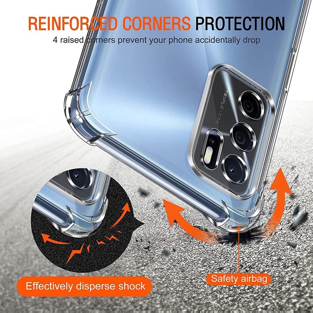 Ốp lưng cho Oppo A16 A16K A3S A5S A1K A5 A9 2020 A12 A7 A55 A74 A91 A93 Silicone Trong suốt Chống sốc