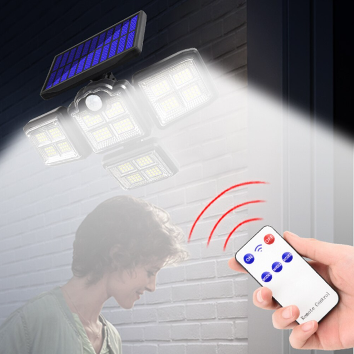 Đèn LED năng lượng mặt trời cảm biến chuyển động Outdoor Solar Lights 4 Head Motion Sensor