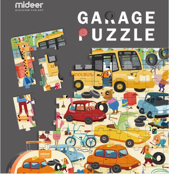 Đồ Chơi Ghép Hình Mideer Puzzle MD3078 – Vali Garage Ôtô (104 mảnh ghép)