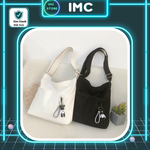 Túi Vải Unisex Đeo Chéo Nhiều Ngăn Vải Canvas