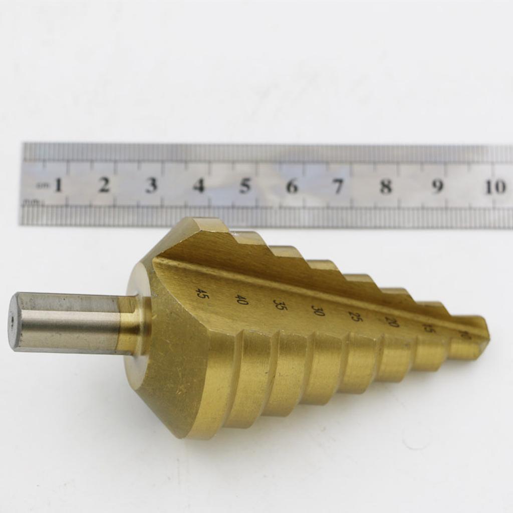 12mm Shank Titanium HSS Large Step Cone Drill Bit Hole Cutter Tool 10-45mm