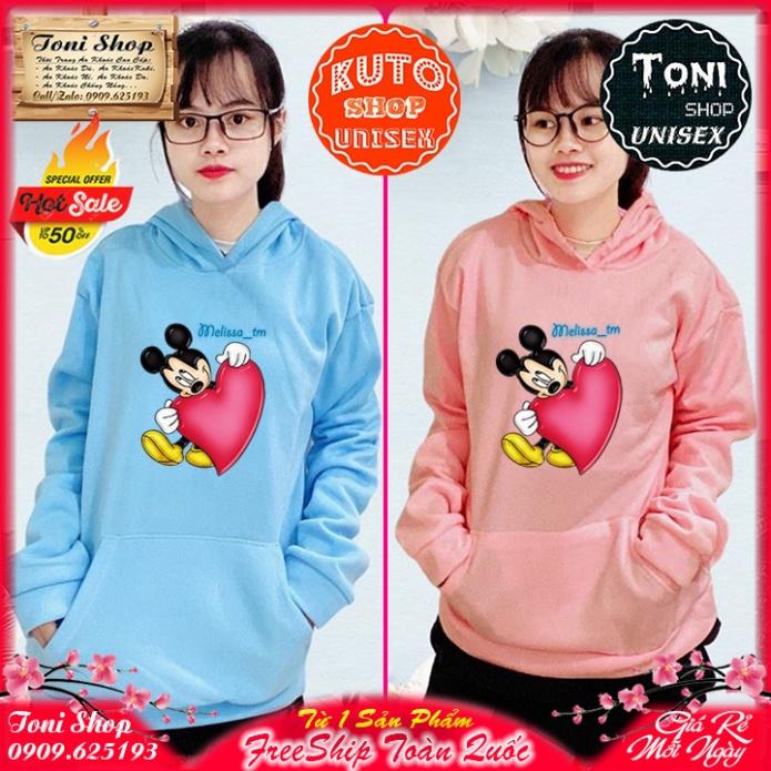 ÁO HOODIE MICKEY BIG HEART Nỉ Ngoại Cao Cấp - In Pet Siêu Bền Siêu Đẹp