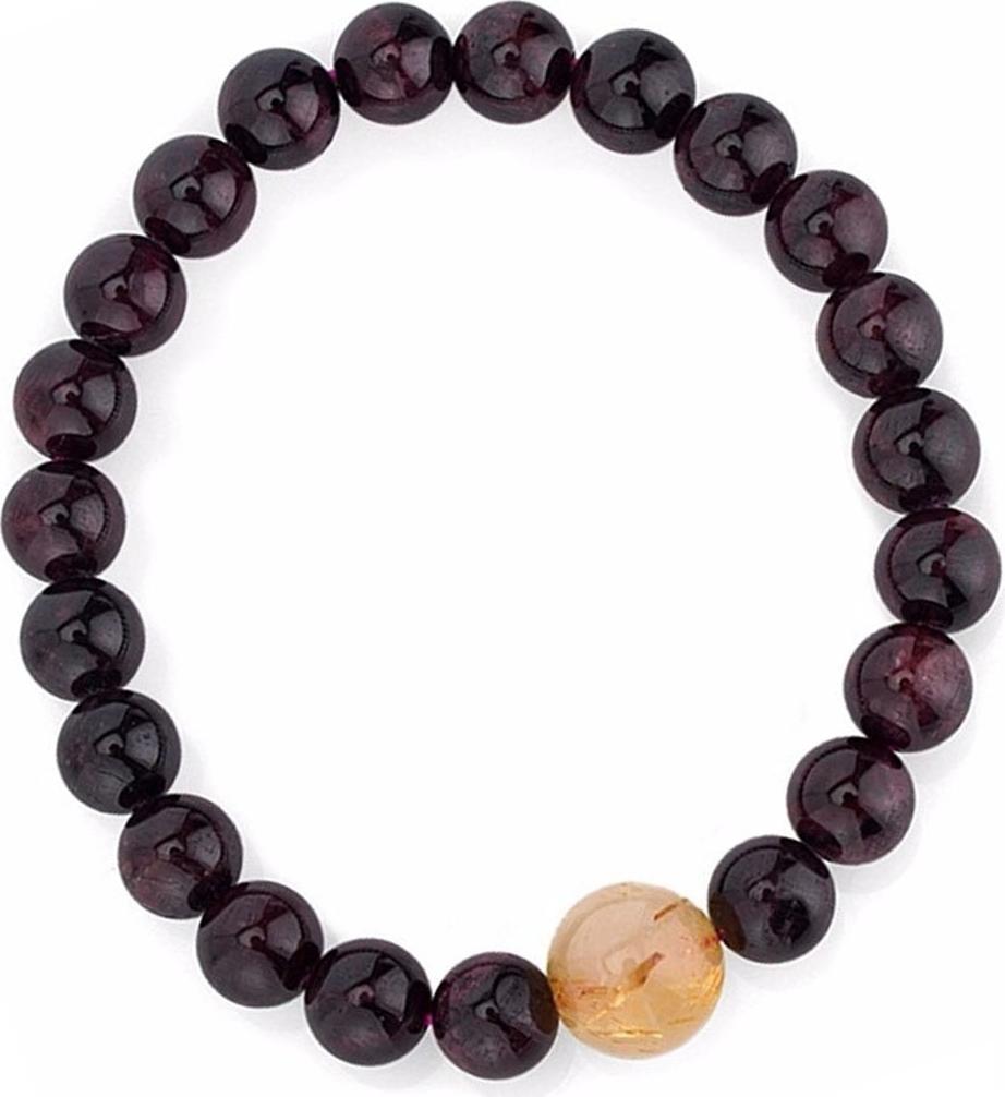 Gembank Lắc Tay Mệnh Thổ Đá Garnet Đá Thạch Anh Tóc Tự Nhiên