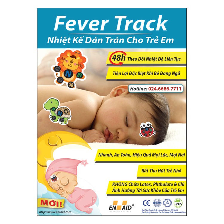 Combo 03 Vỉ Nhiệt Kế Dán Trán Cho Trẻ Em Fever Track