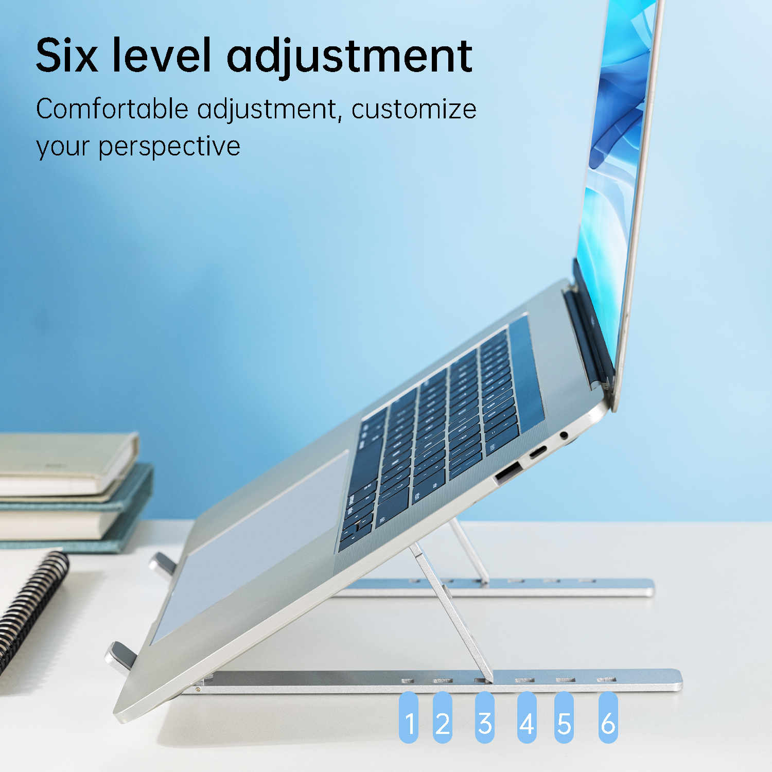 Giá Đỡ Laptop Hợp Kim Nhôm Cao Cấp Gấp Gọn Kèm Túi Đựng, Giúp Tản Nhiệt Laptop, Macbook, Ipad, Máy Tính Xách Tay Vị Trí Điều Chỉnh Nhiều Góc Độ Deli VS780 - Chống Mỏi Cổ, Vai, Gáy - Hàng Chính Hãng