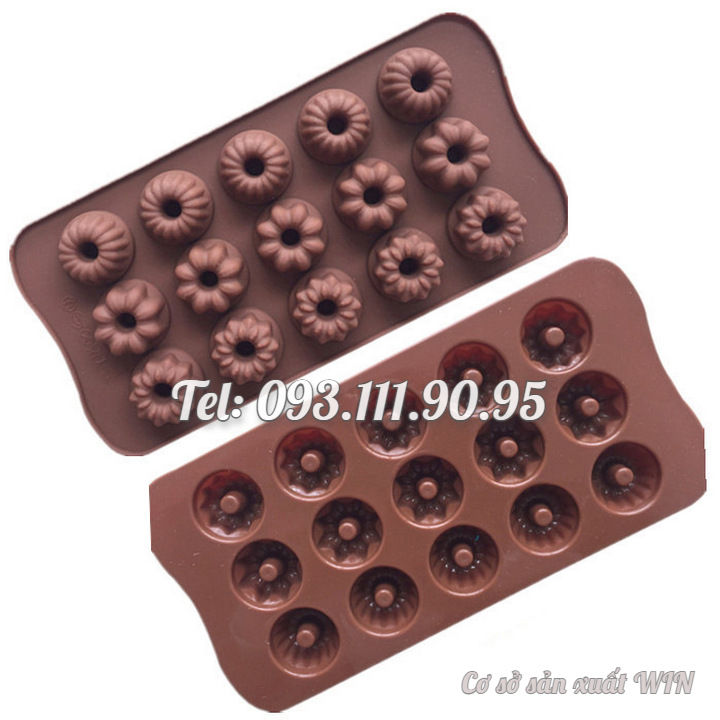 Khuôn silicon làm rau câu, socola 15 loại hoa – Mã số 1477