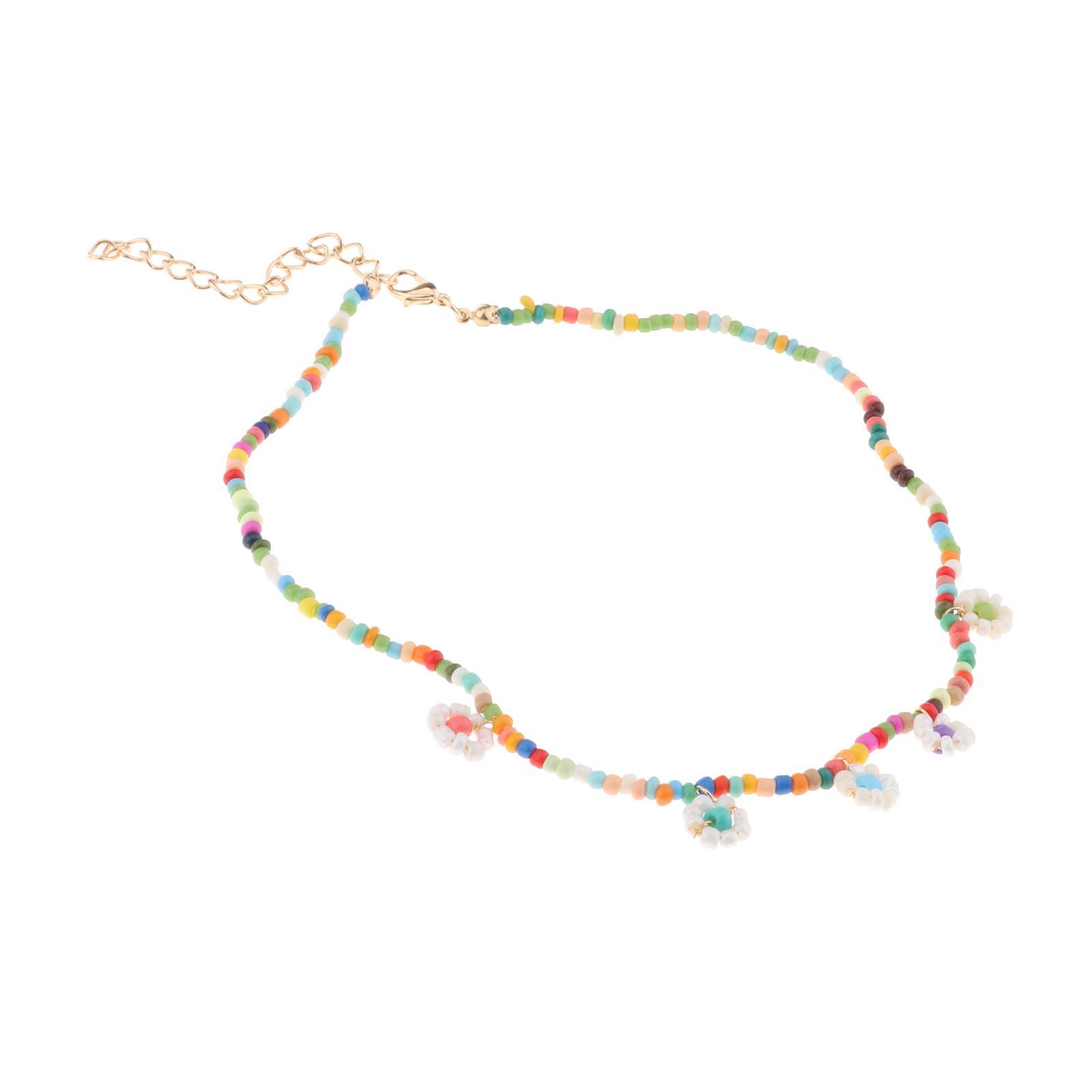 Chic Womens Girls Jewellery Colorful Flower Bead Pendant Necklace Long Chain