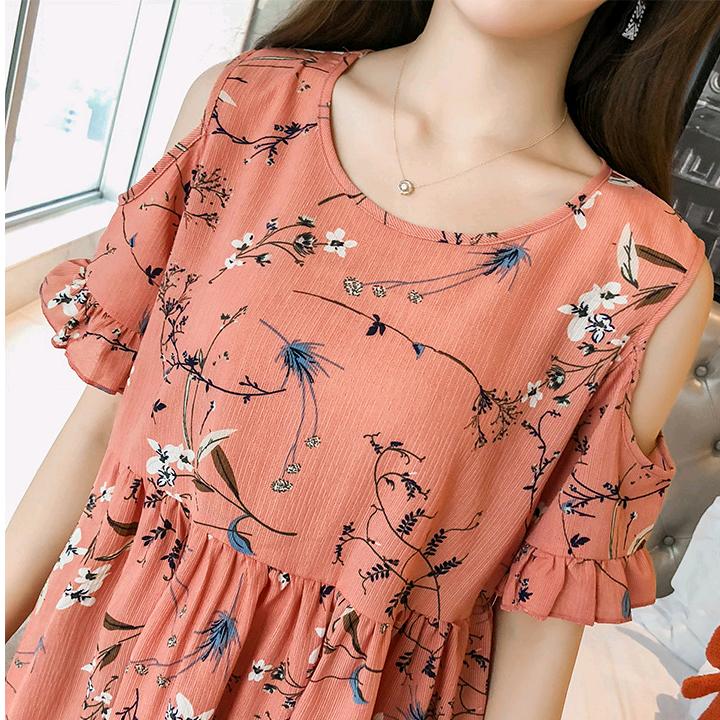 Đầm bầu voan hoa 2 lớp DN03 - 2XL