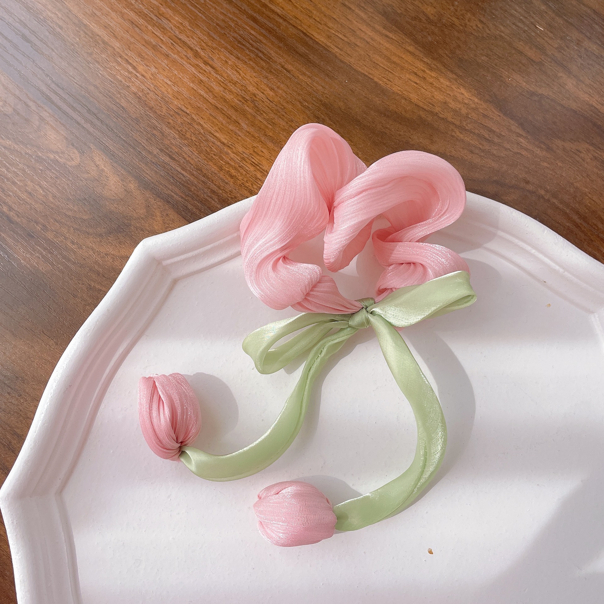 Dây buộc tóc hoa tulip màu sắc, cột tóc nữ xinh xắn