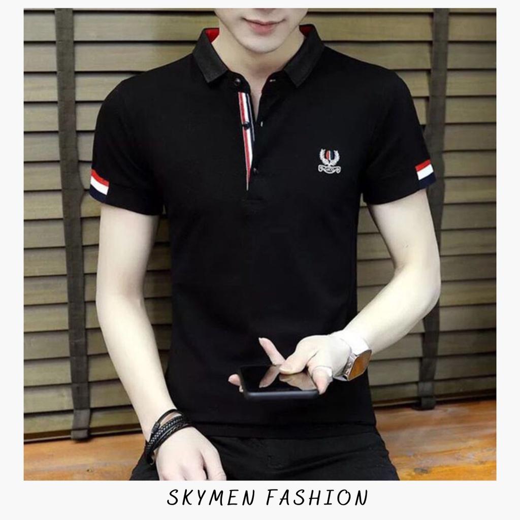 Áo thun nam có cổ tay ngắn chất vải thun cotton co giãn thoáng mát - mkt22