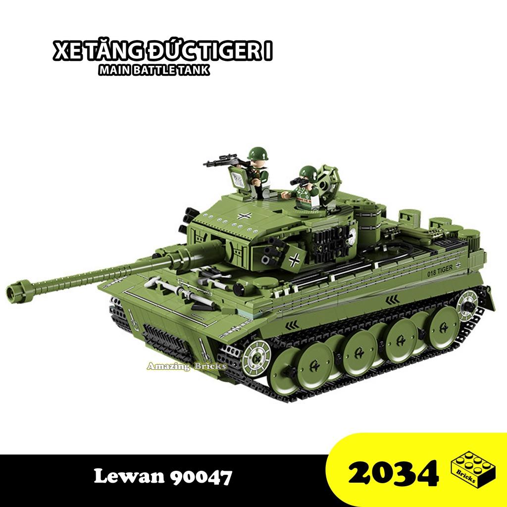 Đồ chơi Lắp ráp Xe Tăng Đức tiger I, Lewan 90047 Main battle tank, Xếp hình thông minh, Mô hình xe tăng 