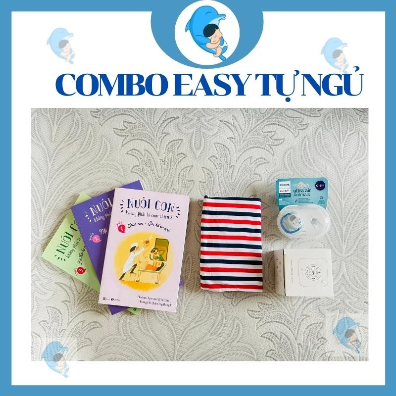 Combo công cụ cho bé tự ngủ gồm quấn chũn cocoon, ti giả, máy tiếng ồn trắng tặng sách hướng dẫn