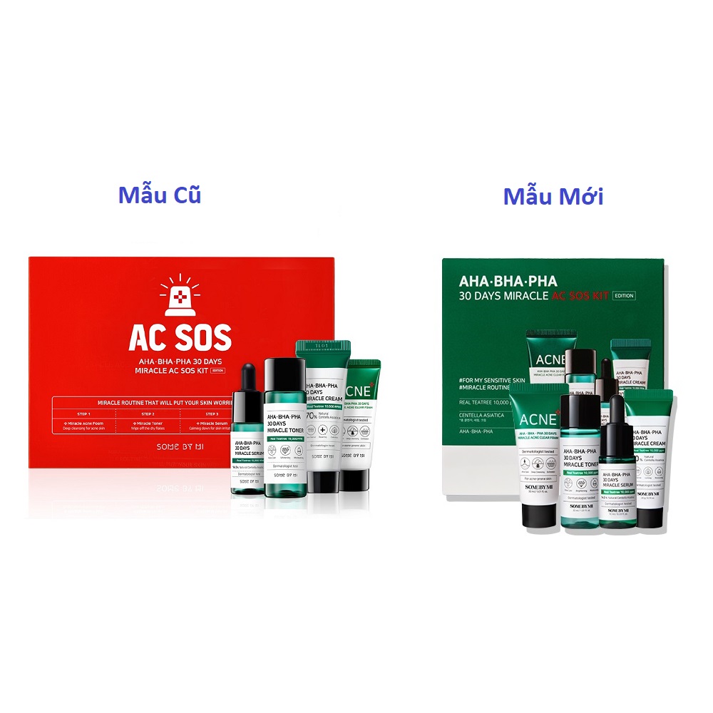 Bộ Kit 4 Sản Phẩm Dưỡng Da Làm Giảm Mụn Some By Mi AHA-BHA-PHA 30 Days Miracle AC SOS Kit