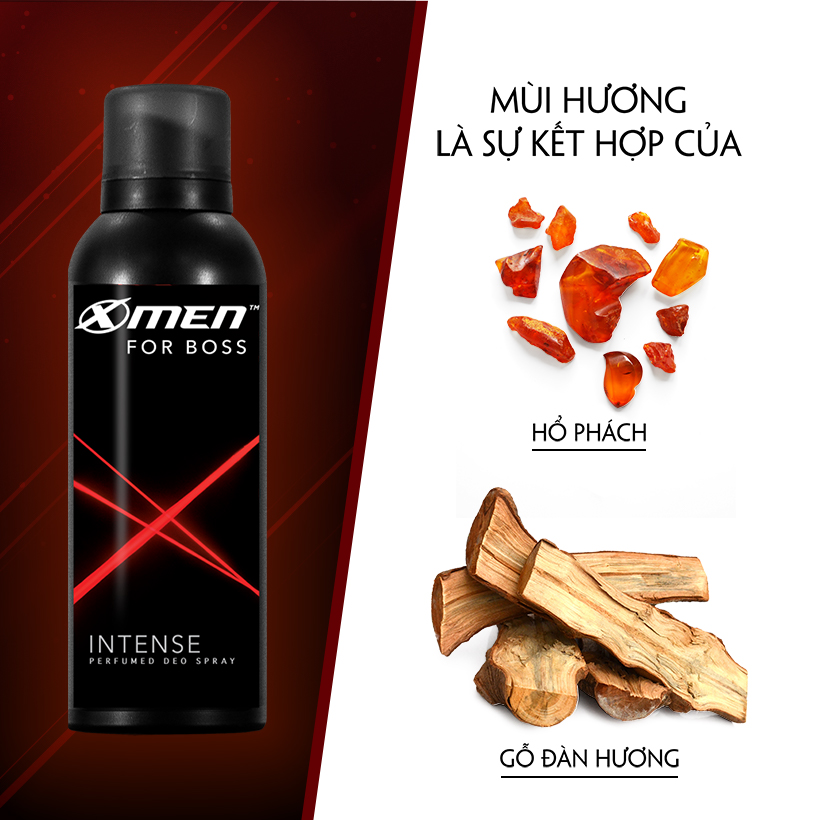 Combo Dầu gội nước hoa X-Men for Boss Intense 650g + Xịt khử mùi X-Men for Boss Intense 150ml