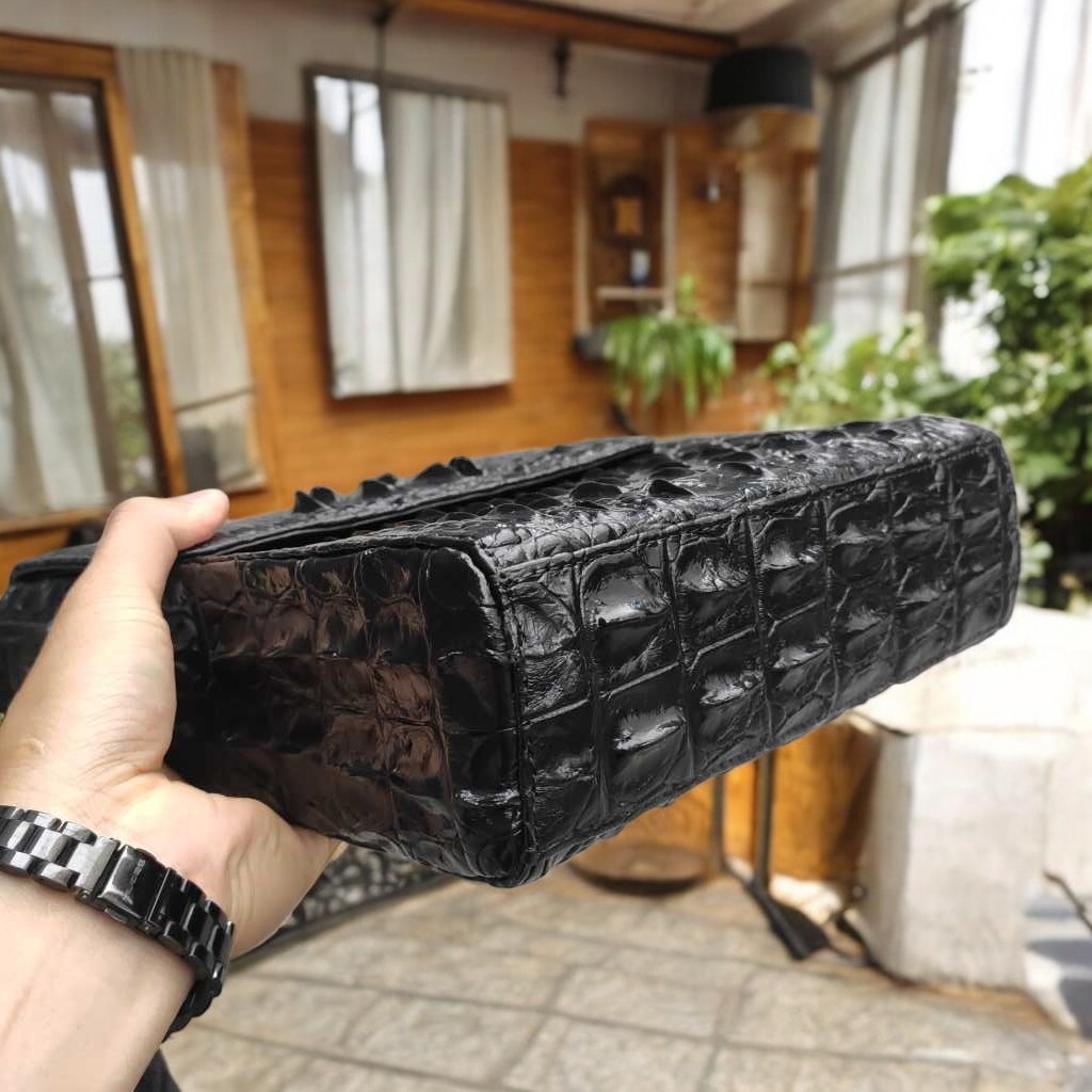 Túi đeo chéo nam. Gù gai cá sấu Đen quý phái!