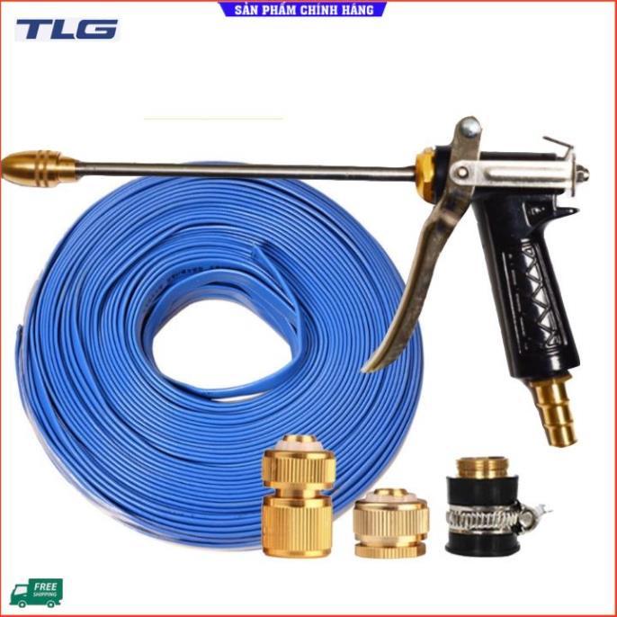 Rửa xe tưới cây Bộ dây và vòi xịt tăng áp lực nước 300% loại 30m cút đồng,nối đồng 206318