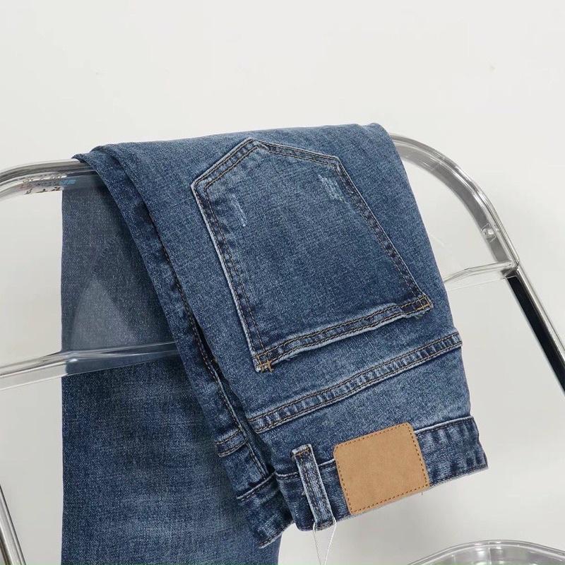 Quần jean nam nữ,thiết kế trơn rách đùi J 010