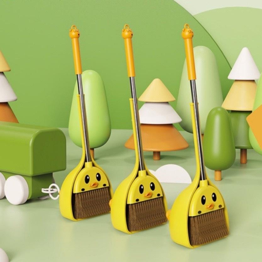 Bộ Chổi Quét Nhà Chống Dính, Chổi Kèm Ky Hốt Rác Hình Vịt Vàng Đáng Yêu Tiện Dụng 2 in 1