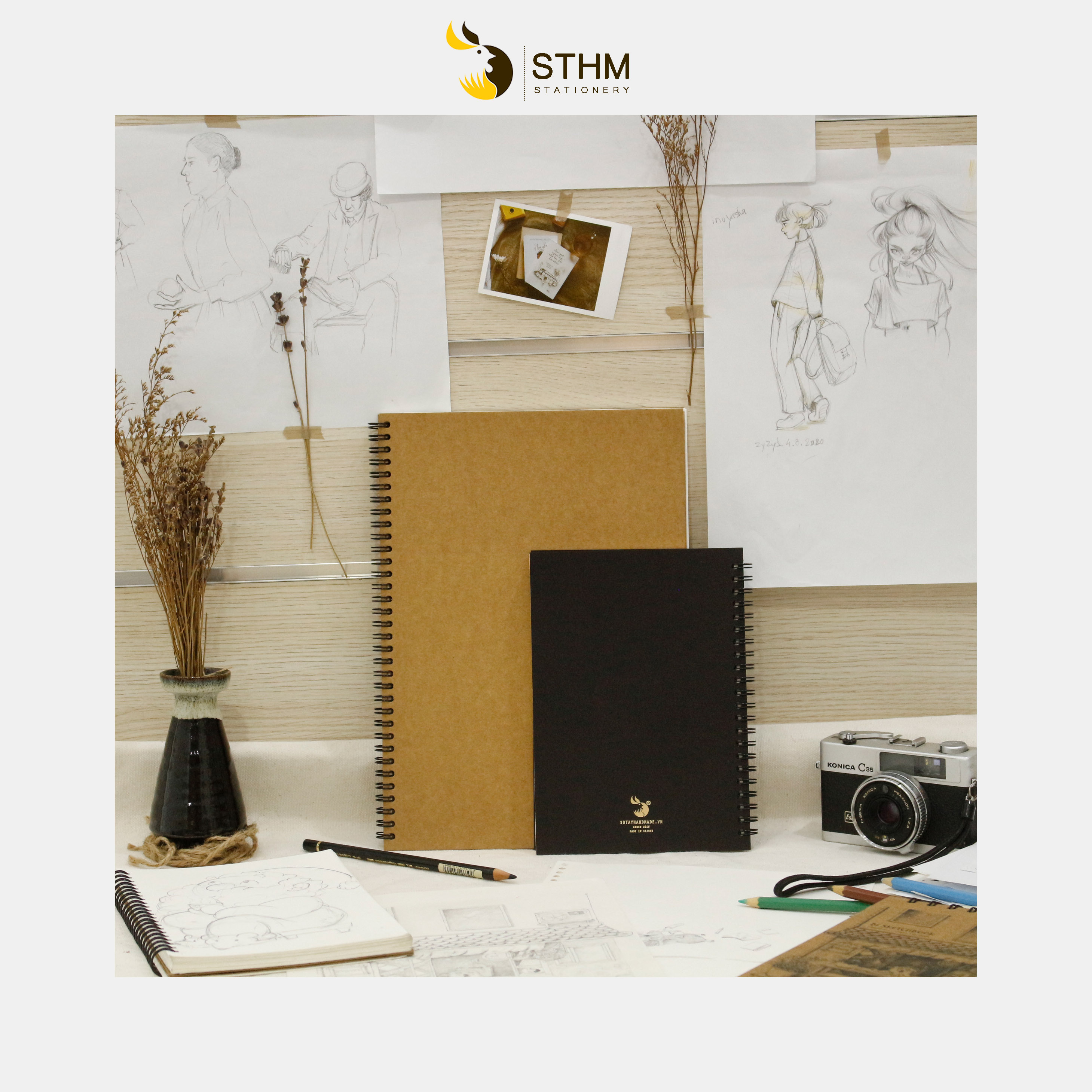 Sổ tay vẽ chì - Sketchbook - A4 - Bìa đen