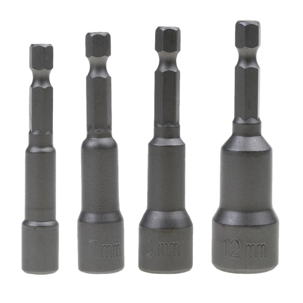 6x 1/4" Hex Shank Magnetic Nut Socket Driver Set 10mm for Impact Drill Bit