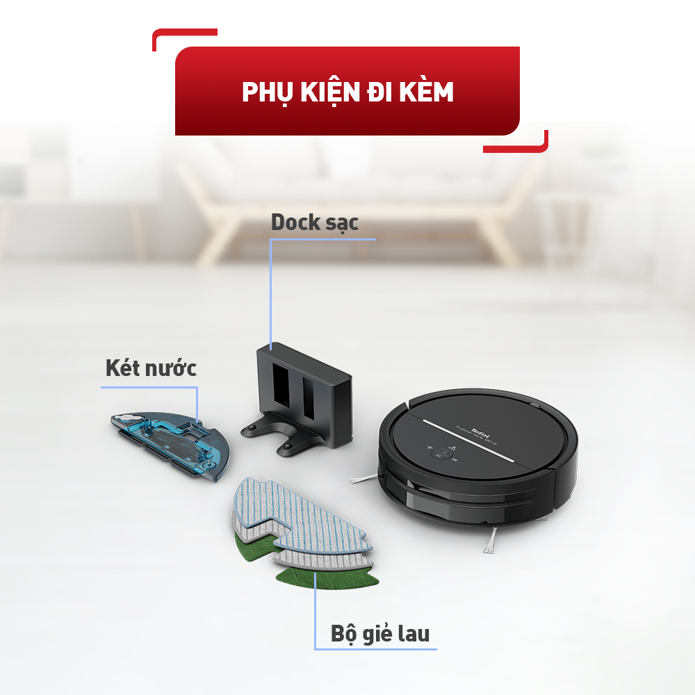 Robot hút bụi lau nhà Tefal RG7865WH - Đen - Hàng chính hãng
