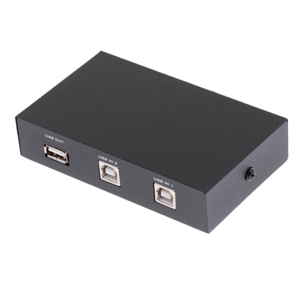 USB 2.0 Manual Sharing Switch KVM Switcher Adapter Box 2 Computers Share 1 USB Device Hub for Printer Scanner