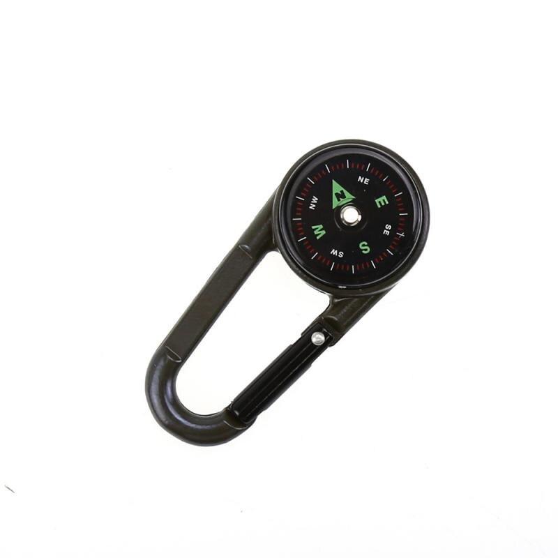 Metal Outdoor Keychain Mini Compass Double-sided Mountaineering Key Buckle Snap Hook Thermometer Compass Carabiner