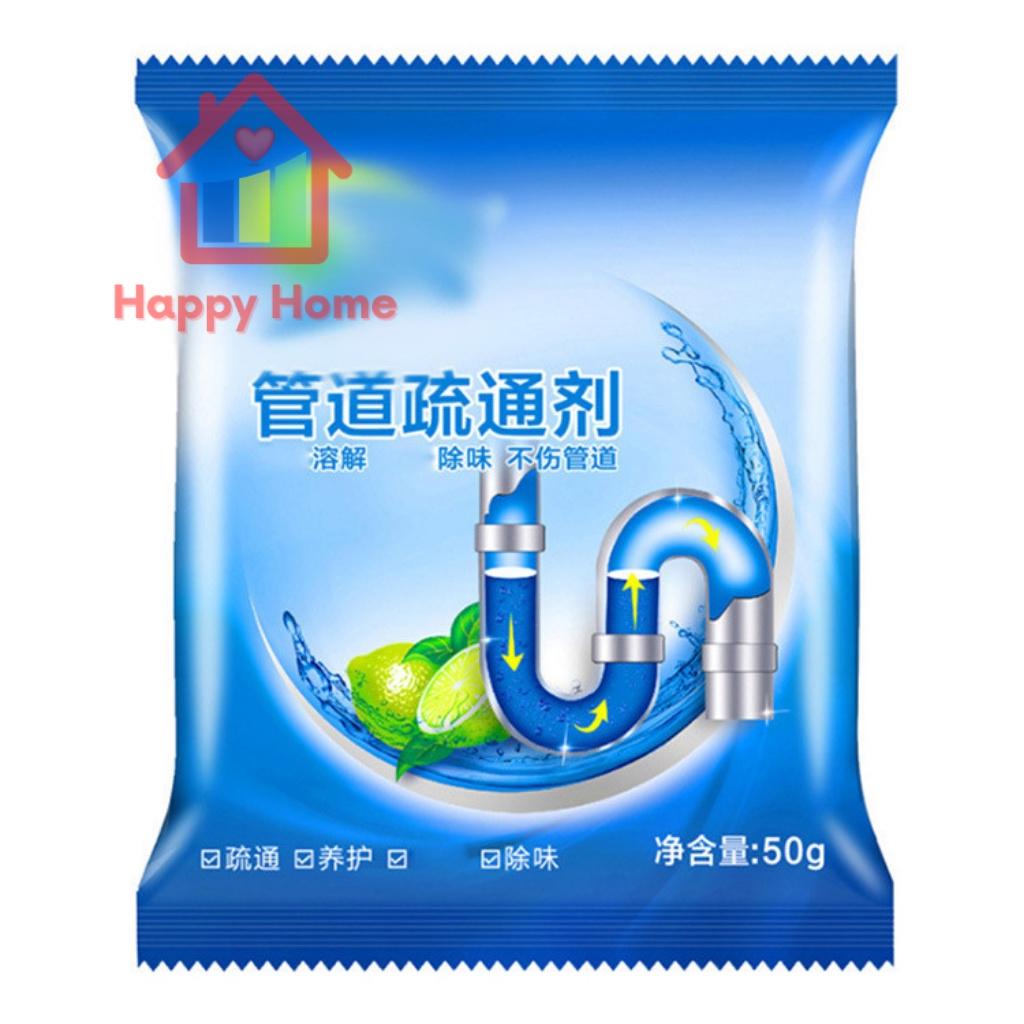 Bột thông tắc cống cực mạnh, bồn cầu, đường ống, bồn rửa mặt chính hãng Happy Home