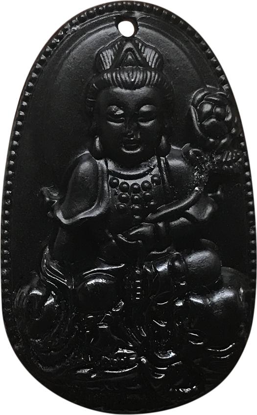 Mặt Dây Chuyền Phổ Hiền Bồ Tát Đá Obsidian Ngọc Quý Gemstones PHOBN