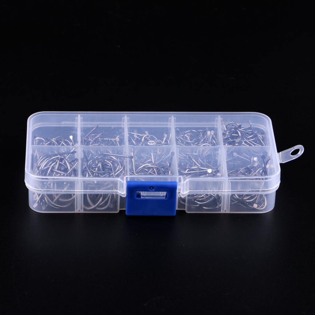 500pcs High Carbon Steel Fishing Hooks Fly Jig Barbed Hook with Hole 6-15#
