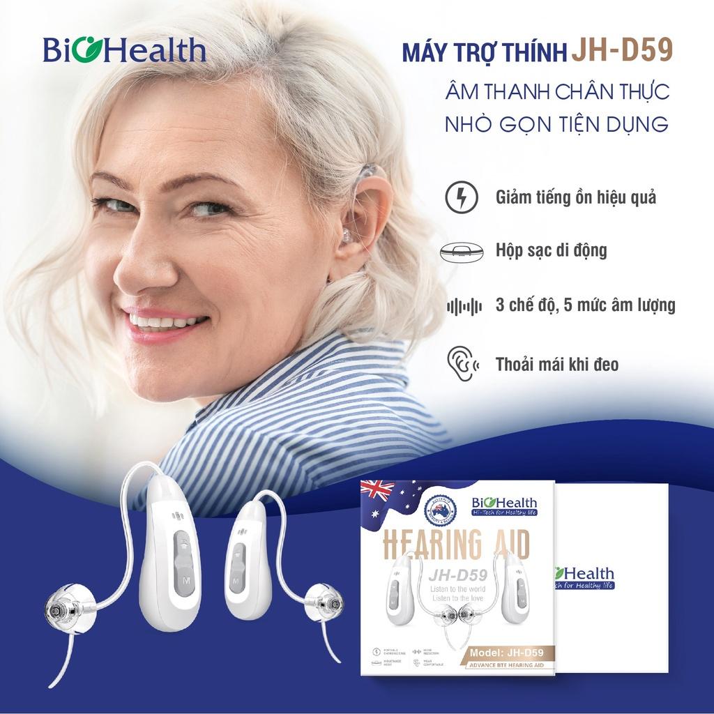 Máy trợ thính BioHealth JH-D59 đeo vành tai chuyển đổi 3 chế độ ngoài trời, bình thường, nghe điện thoại