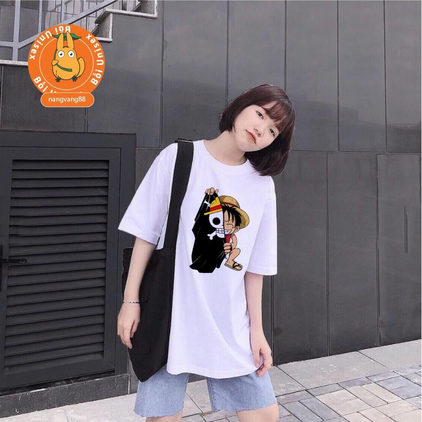 Áo Thun Tay Lỡ Nam Nữ Luffy Mũ Rơm Bối Unisex