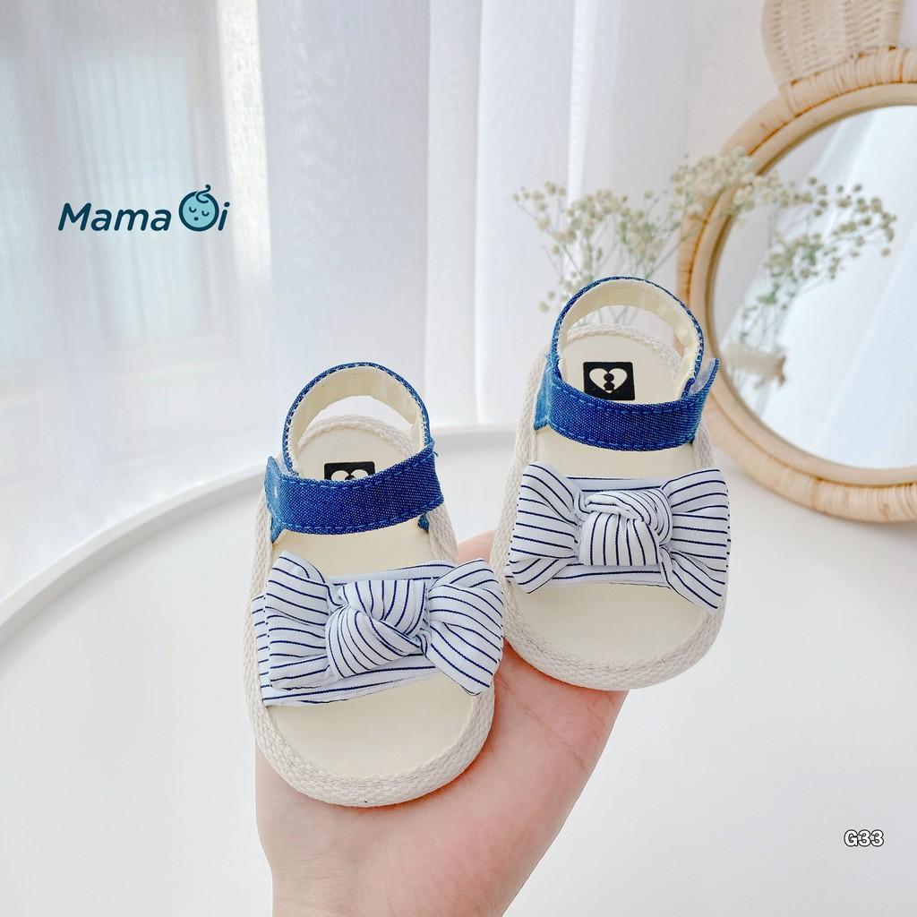 Giày sandal tập đi cho bé bằng da nơ xanh của Mama Ơi - Thời trang cho bé