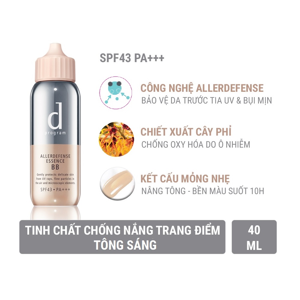 Kem chống nắng trang điểm tông sáng dạng tinh chất d program Allerdefense Essence BB Light 40ml