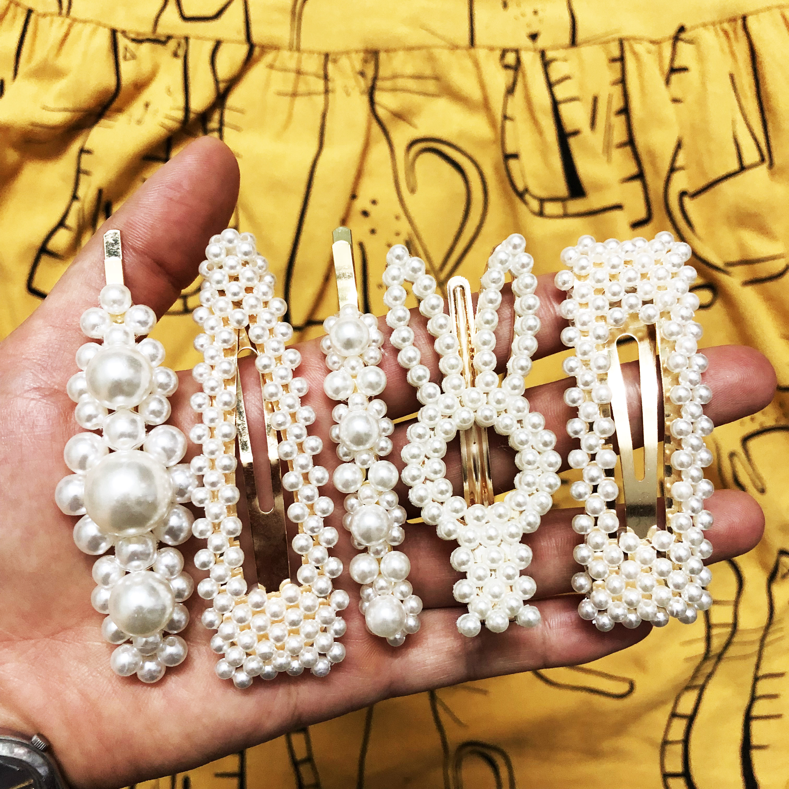 Set 5 kẹp tóc ngọc trai Hàn Quốc - phụ kiện tóc xinh xắn hot 2019
