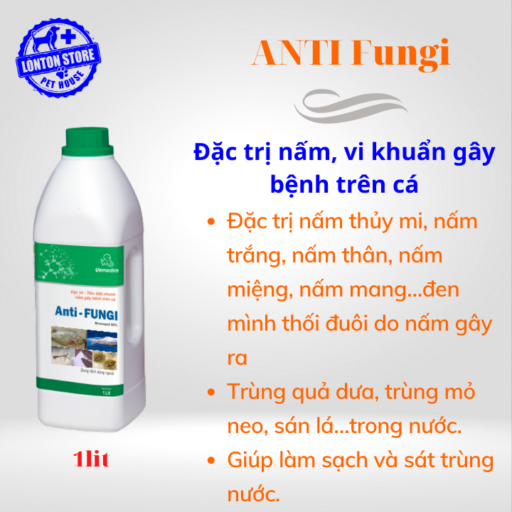ANTI Fungi Vemedim - Phòng và xủ lý nấm gây hai trên cá, chai 1 lit