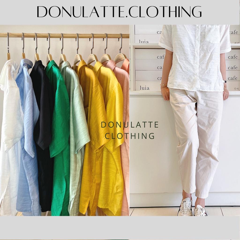 Áo sơ mi nữ vải voan tơ dáng vừa ngắn tay kiểu dáng basic nhiều màu sắc - donulatte.clothing Voan Tơ Shirt Freesize