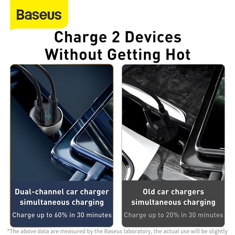 Baseus -BaseusMall VN Tẩu sạc nhanh công suất cao 65W Baseus Particular Digital Display QC+PPS Dual (Hàng chính hãng)