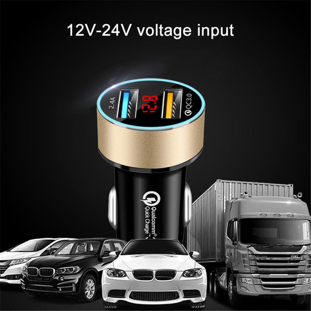 Tẩu Sạc Nhanh Qc3.0 2.4a Màn Hình Lcd Tiện Dụng Cho Xe Hơi
