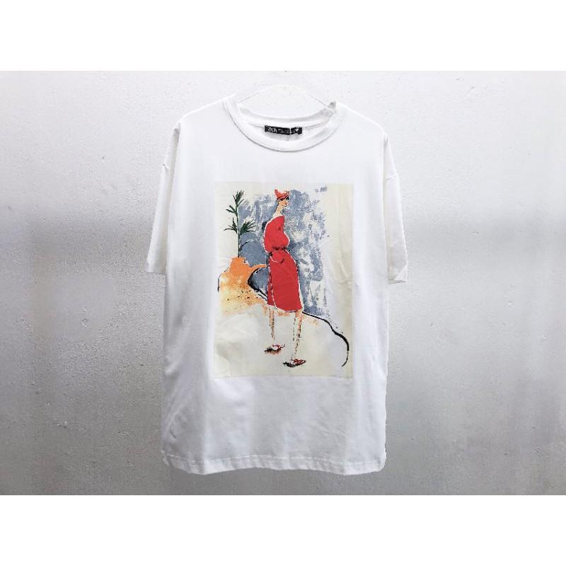 Ảnh thật Áo phông Woman in Red xuất xịn 2 màu đen trắng