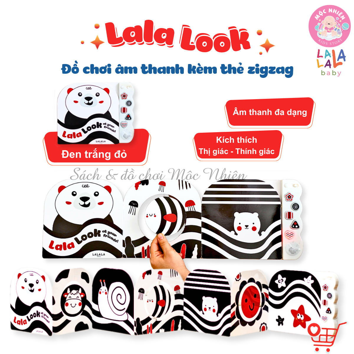 Sách âm thanh zigzag Lalalook - Đồ chơi kích thích thị giác, thính giác và não bộ phát triển cho bé sơ sinh - Lalala baby