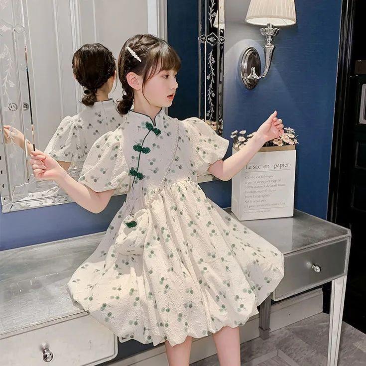 DONGSHOP HOT Váy Hanbok cho bé gái Quần áo mùa hè 2023 Váy công chúa thời tây cho bé gái Váy hoa mùa hè