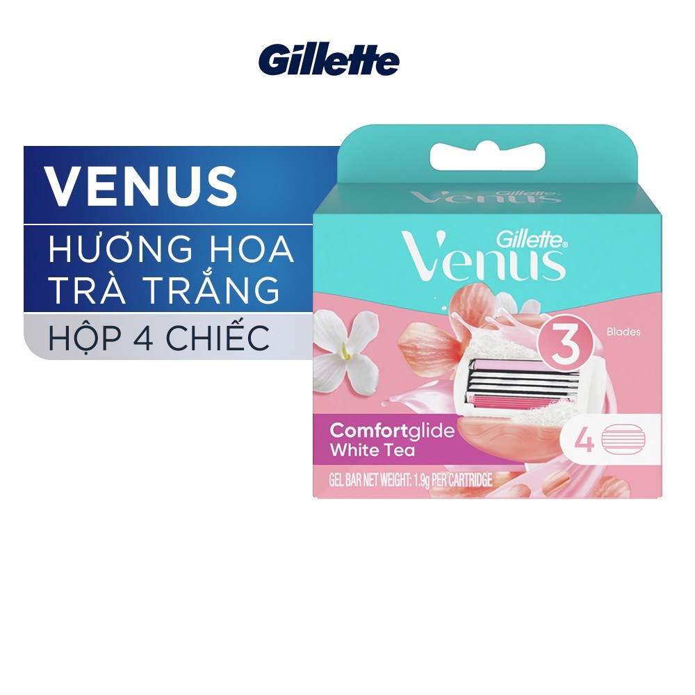 Lưỡi Dao Cạo Cho Phụ Nữ GILLETTE VENUS Hương Hoa Trà Trắng (Hộp 4 Chiếc)