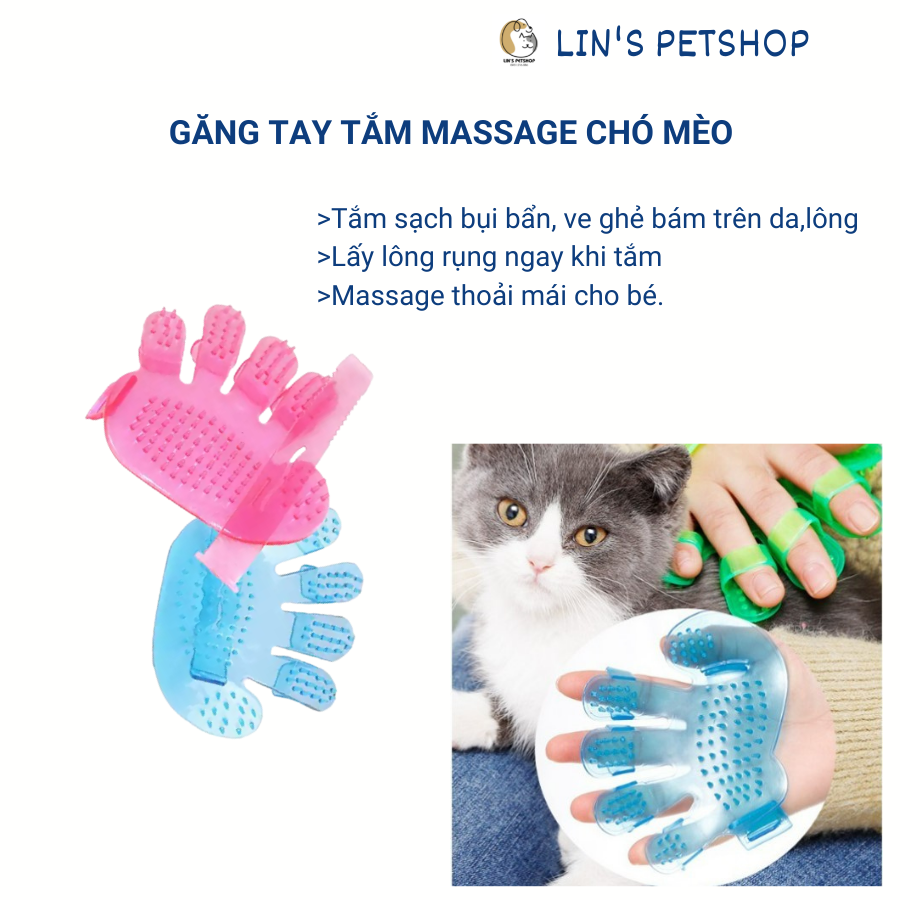 Găng tay tắm - massage - Găng tay chải lông cho chó mèo