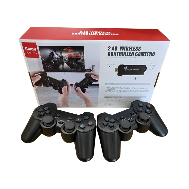 Máy chơi game điện tử 4 nút tay cầm không dây GAME STICK 4K ULTRA_HD Joystick 360 - 2 người chơi - kết nối TV 4K - Thẻ SD 32G +3000 games -Game console thiết bị game mượt ( HDMI ) - Tặng cáp chuyển HDMI