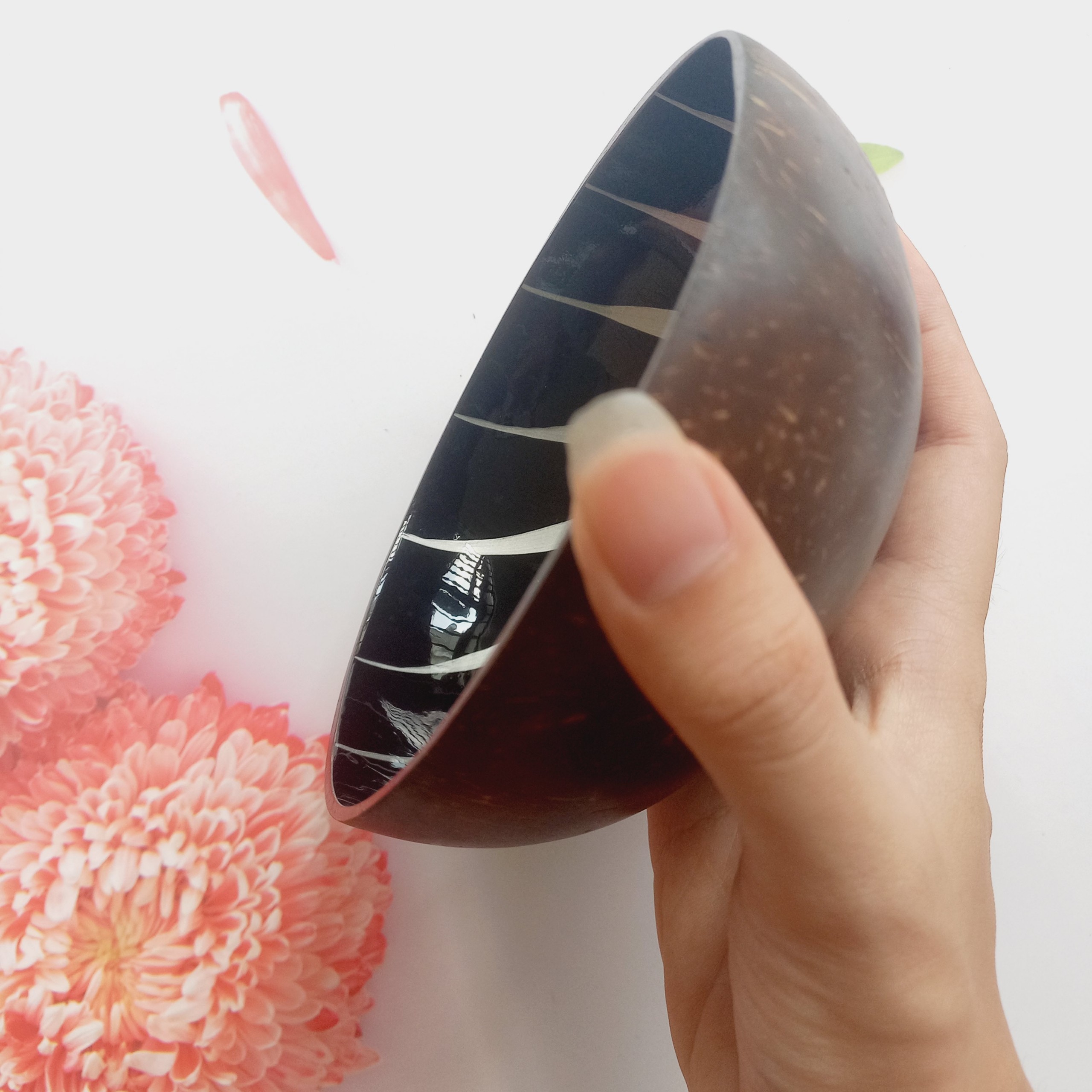 Bát Dừa Tự Nhiên Sơn Màu Họa Tiết Độc Đáo - Bát Ăn Salad, Tráng Miệng, Smoothie