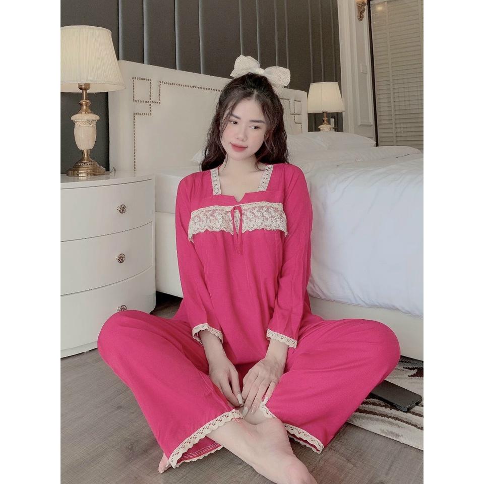 Bộ đồ bầu và sau sinh thu đông chất đũi đẹp mặc nhà freesize dưới 65kg