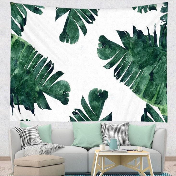 Thảm vải - Tranh vải trang trí đa năng hình lá cọ, decor phòng tạo cảm giác mát mẻ mới lạ +Tặng kèm móc treo và đèn nháy