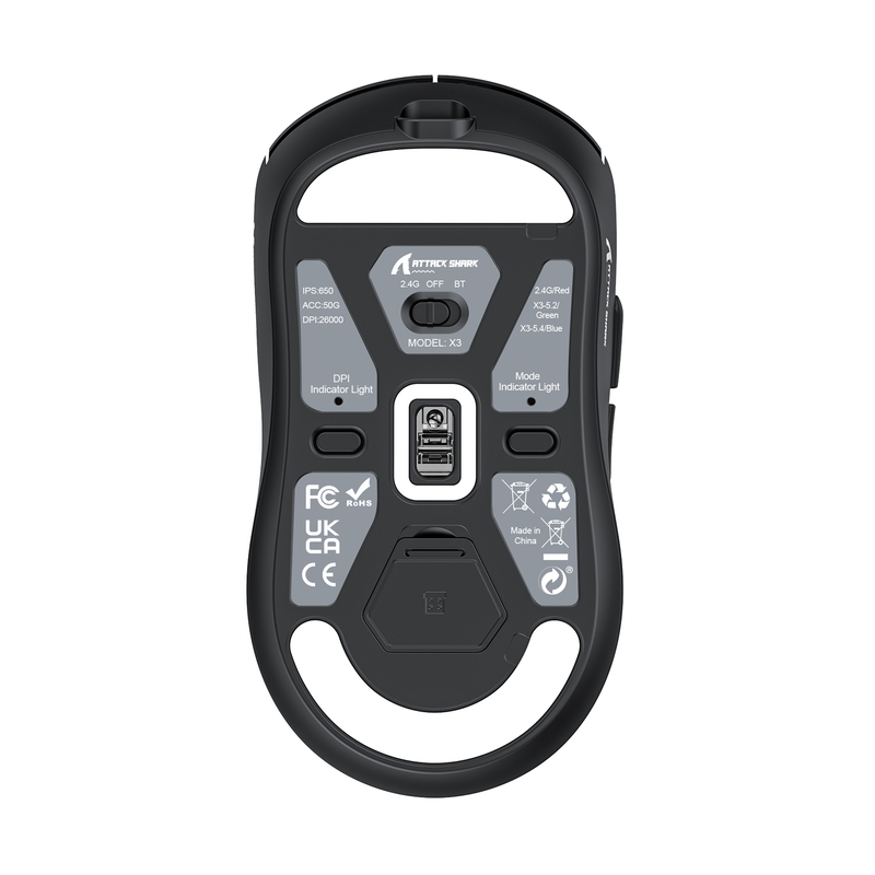 Chuột không dây ATTACK SHARK X3 trọng lượng siêu nhẹ kết nối 3 chế độ Bluetooth - 2.4G - Type-C với 6 mức độ DPI lên đến 26000 cực nhạy - Hàng Chính Hãng