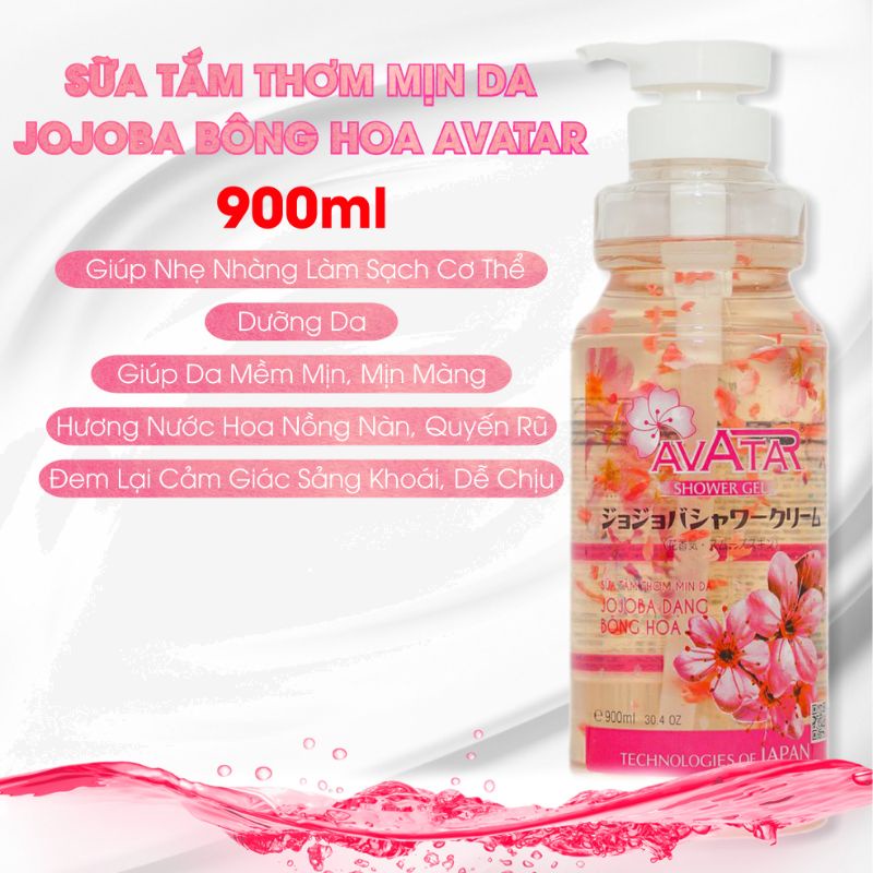 Sữa Tắm Avatar Thơm Mịn Da Hương Nước Hoa Chai 900ml (Combo 900ml Và 24ml)